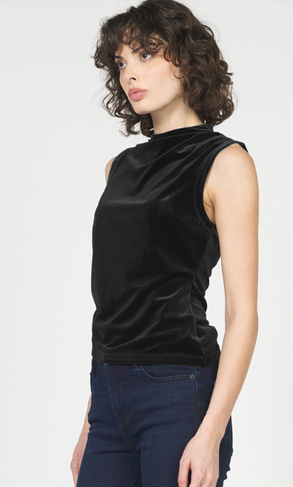 Shaunee Crew Neck Runched Sleeve Top- BLK