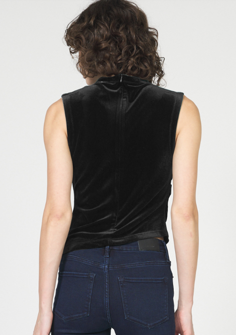 Shaunee Crew Neck Runched Sleeve Top- BLK - Xs