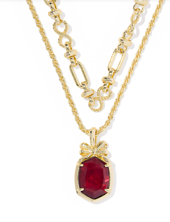 Daphne Bow Mlt Strnd Nck Gold Dark Burgundy Ilsn