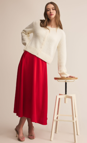 Northpointe Midi Skirt-Festive Red