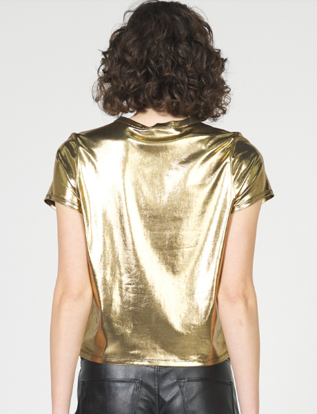 Unity Metal Crew Neck Top- Gold