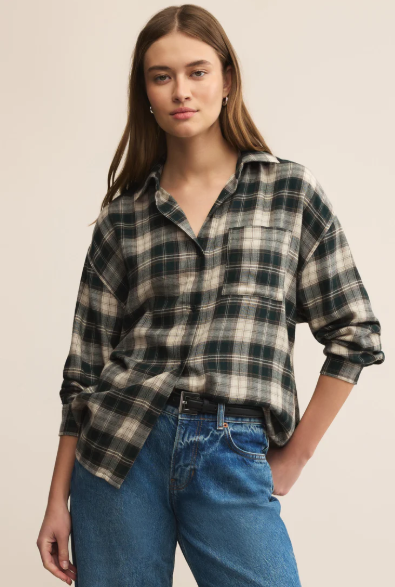 River Plaid Button Up- Garland Green - S