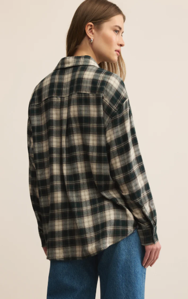 River Plaid Button Up- Garland Green - Xs