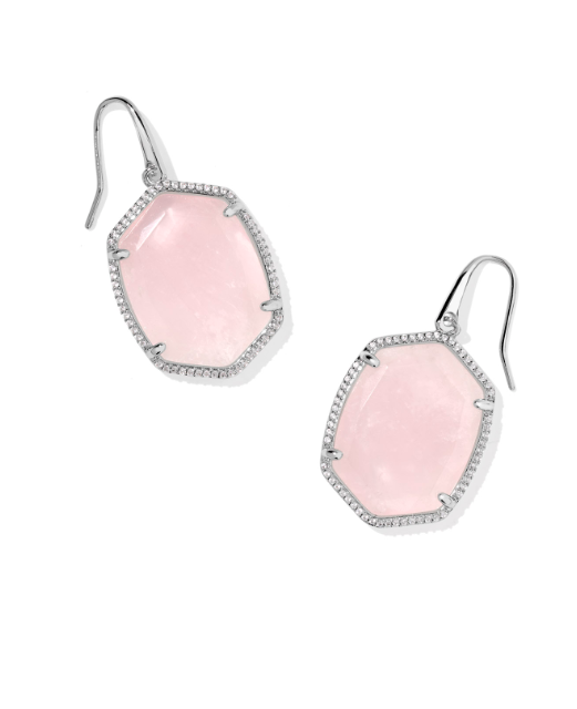 Daphne Pave Frm Drop Ear Rhod Rose Quartz