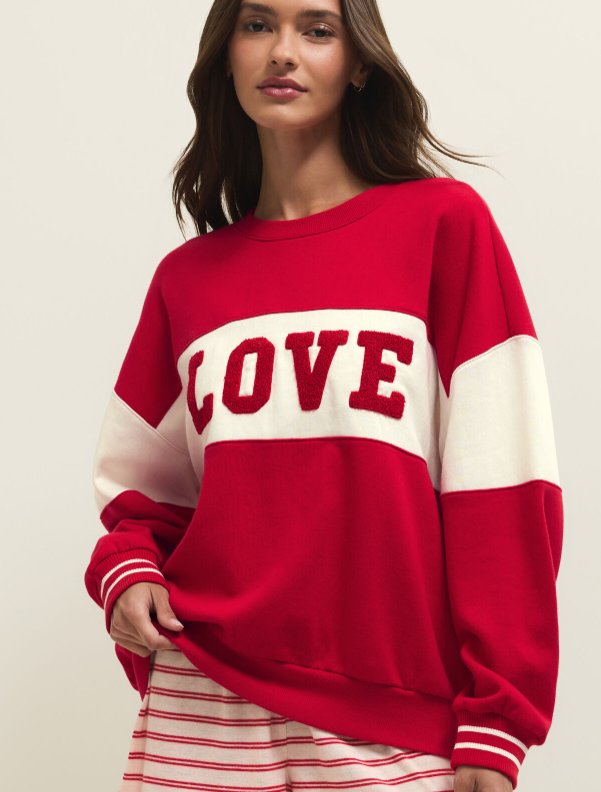 Oversized Love Sweatshirt- Kiss Me Red - S