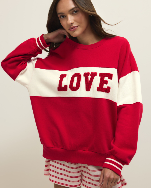 Oversized Love Sweatshirt- Kiss Me Red - Xs