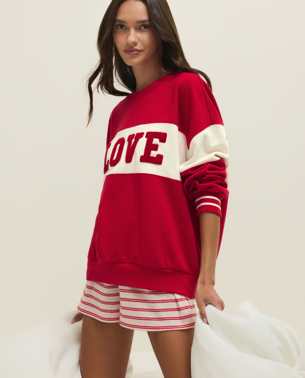 Oversized Love Sweatshirt- Kiss Me Red - Xs