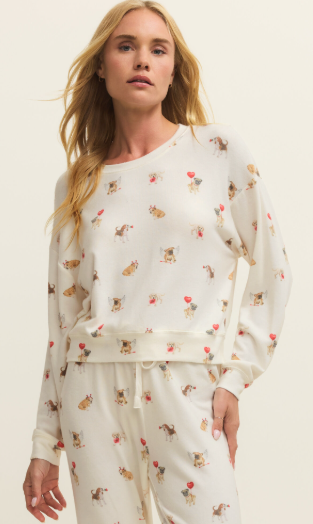 Bisous Love Pup Top- Vanilla Ice - L