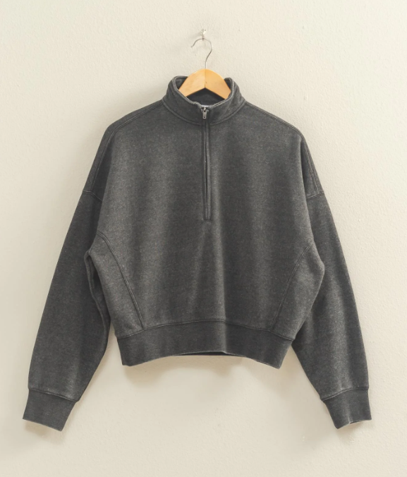 Marli Half-Zip Sweatshirt- Black - M
