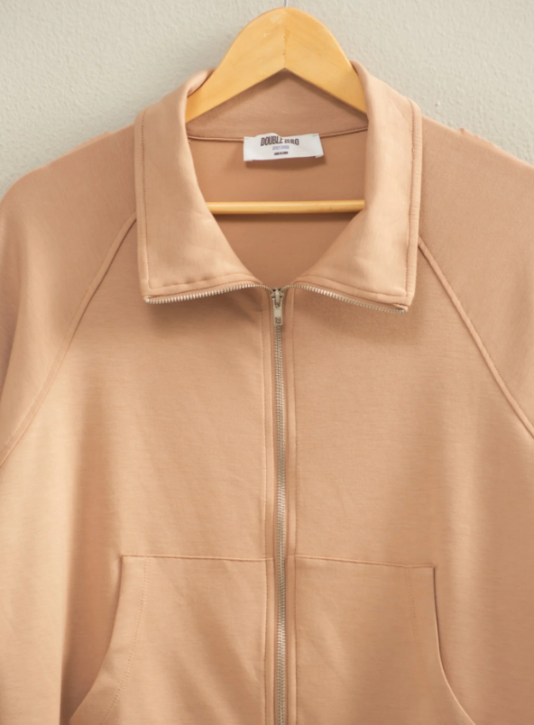 Kloe High Neck Jacket- Dark Taupe
