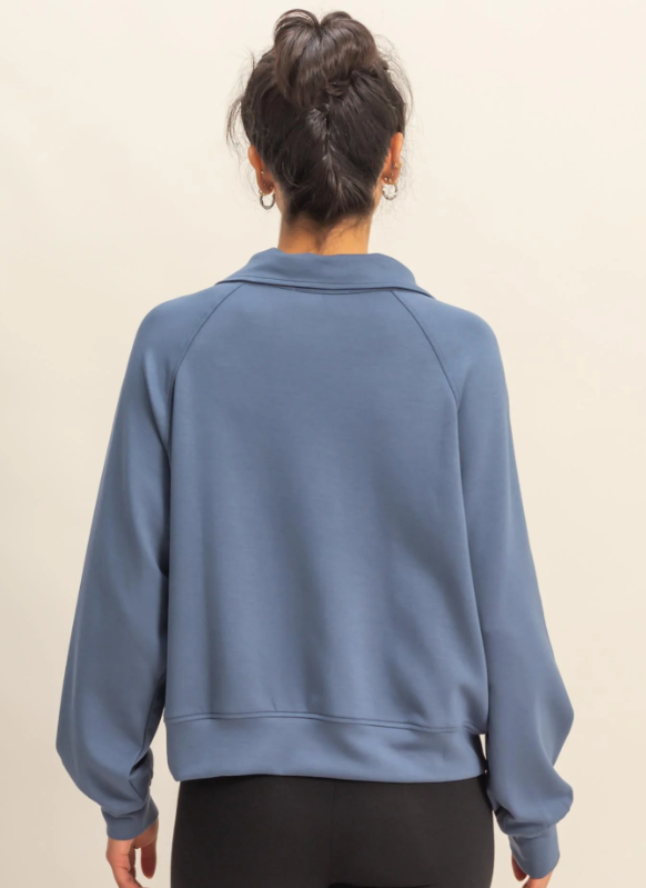 Kloe High Neck Jacket- Dusty Navy - S