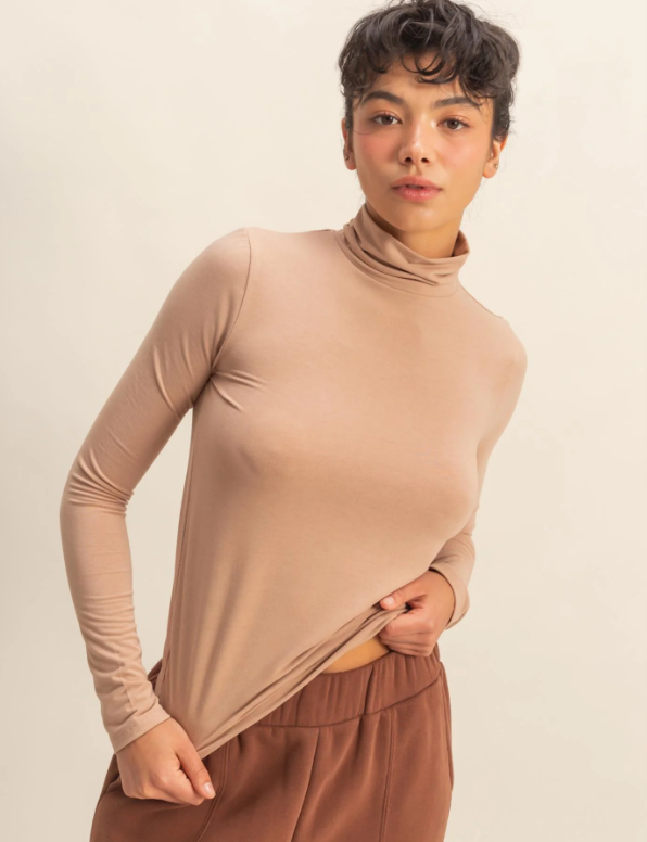 Tae Turtleneck L/S Top- Dark Taupe - S