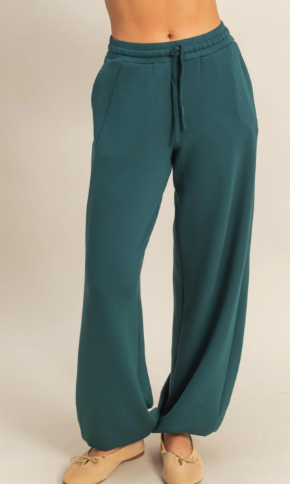 Ceci Drawstring Jogger Sweatpants-Deep Green