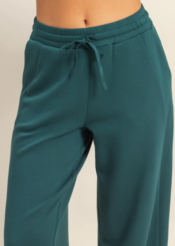 Ceci Drawstring Jogger Sweatpants-Deep Green - S