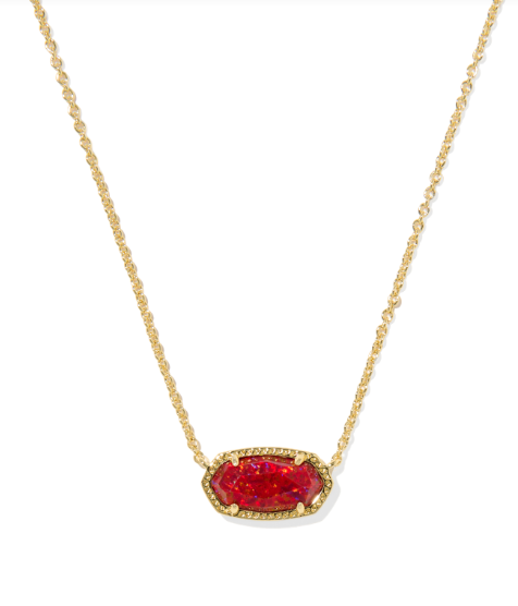 Elisa Necklace Gold Red Lab Grwn Opal