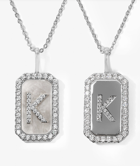 K Love Letters Double-Sided Necklace- Silver/White