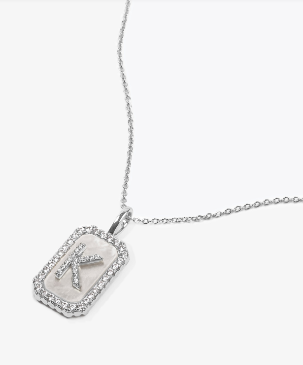 K Love Letters Double-Sided Necklace- Silver/White
