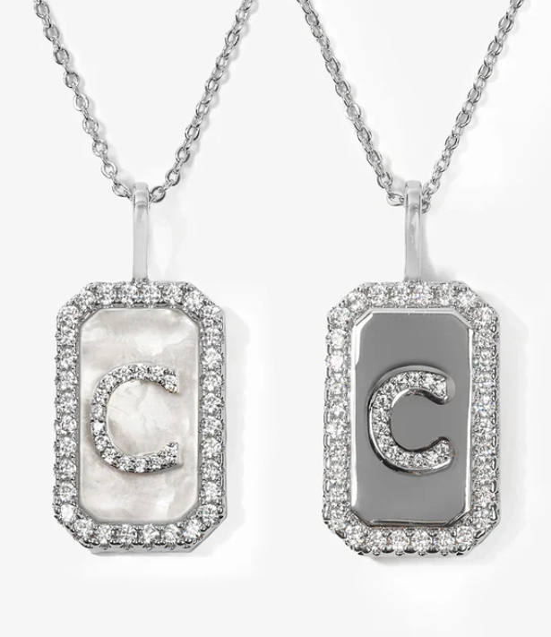 C Love Letters Double-Sided Necklace- Silver
