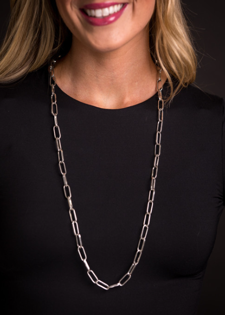32" Multi-Way Burnished Silver Chain