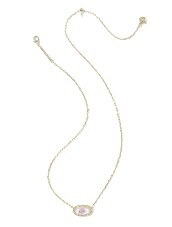 Elisa Pave Frm Pndt Nck Gold Ivry Mop Love Script