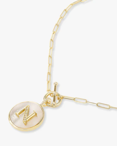 N Love Letters Medallion Necklace-GOLD