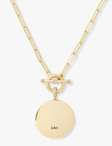 N Love Letters Medallion Necklace-GOLD