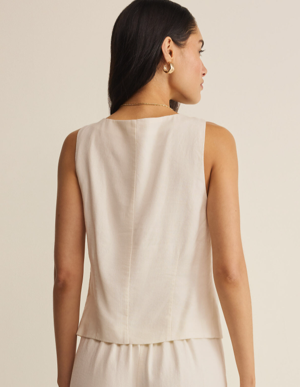 Roman Linen Vest- Cloud