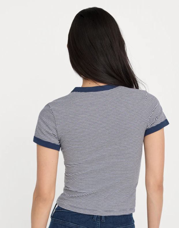 Super Stretch Baby Ringer Tee- Horizon Stripe