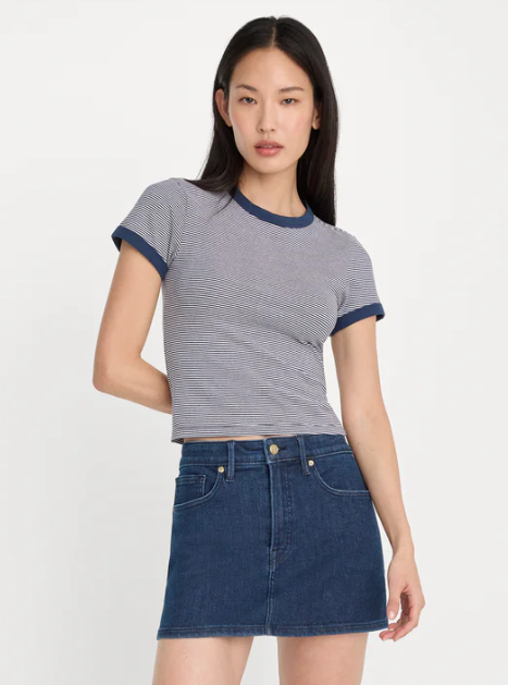 Super Stretch Baby Ringer Tee- Horizon Stripe
