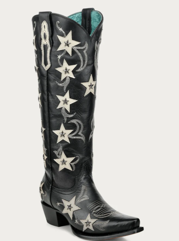 LD Black Emb. & Stars Overlay & Studs Boot
