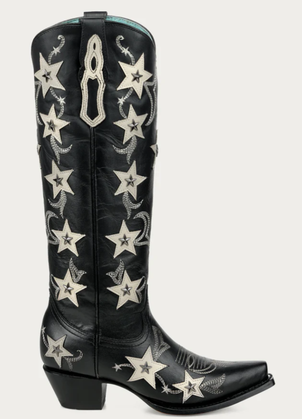 LD Black Emb. & Stars Overlay & Studs Boot
