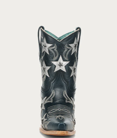 LD Navy Blue Emb. & Stars Overlay & Studs Ankle Boot
