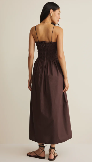 Cornelia Poplin Maxi Dress- Chocolate Cherry