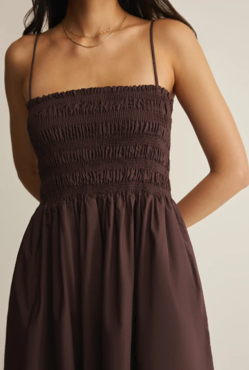 Cornelia Poplin Maxi Dress- Chocolate Cherry