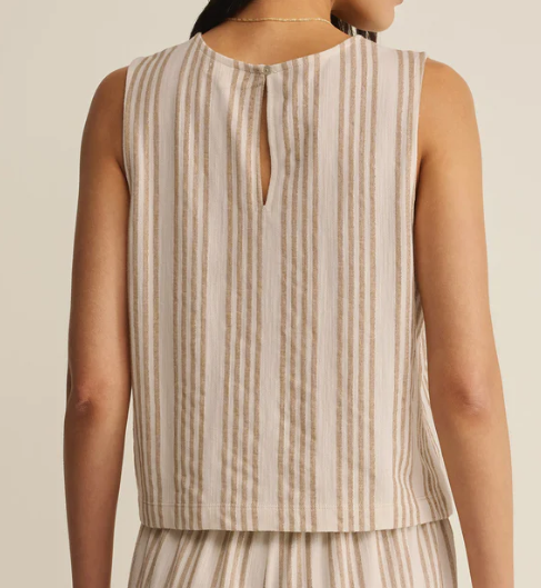 Sloane Knit Striped Tank Top- Cloud
