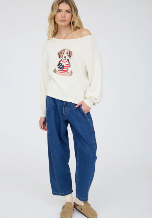 American Puppy Sweater- Ivory