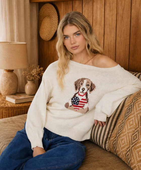 American Puppy Sweater- Ivory