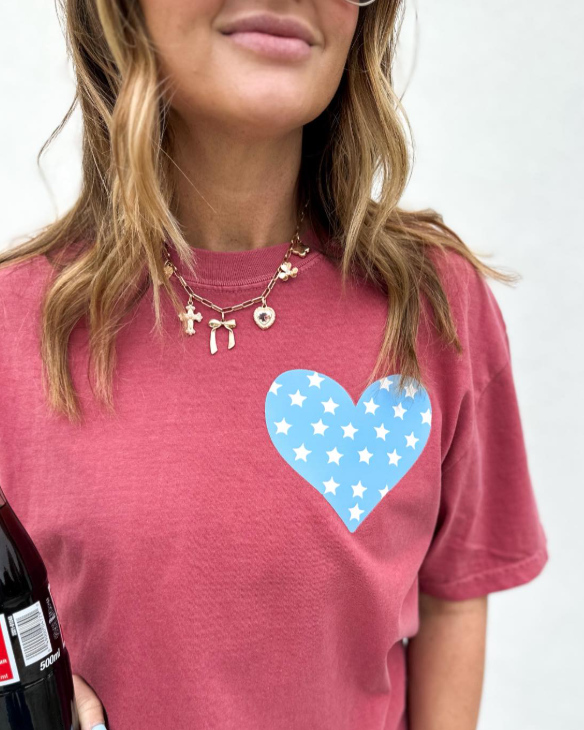 Loves Jesus & America Too Tee- Crimson