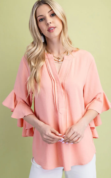 Willow Bell Sleeve Pleated Top