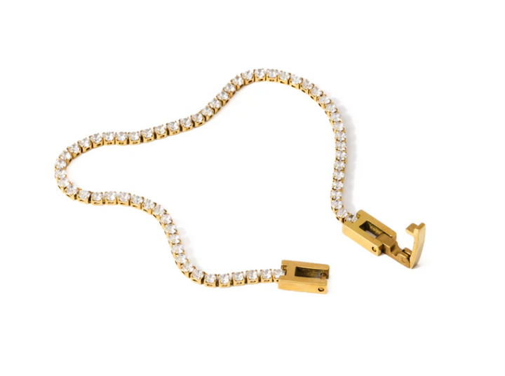 Waterproof 2mm Diamond Tennis Bracelet- Gold