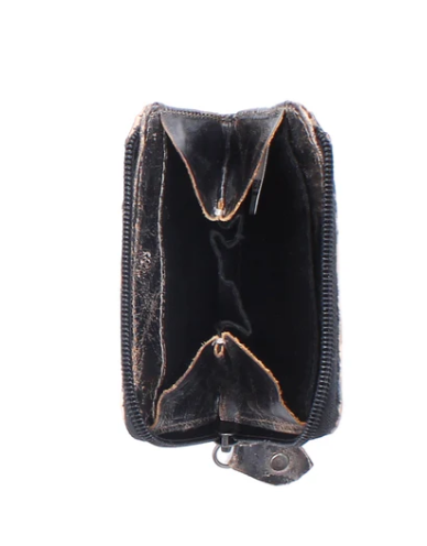 Carrie Card Leather Wallet- Black Lux