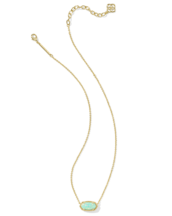 Elisa Pendant Necklace Gold Green Kyocera Opal