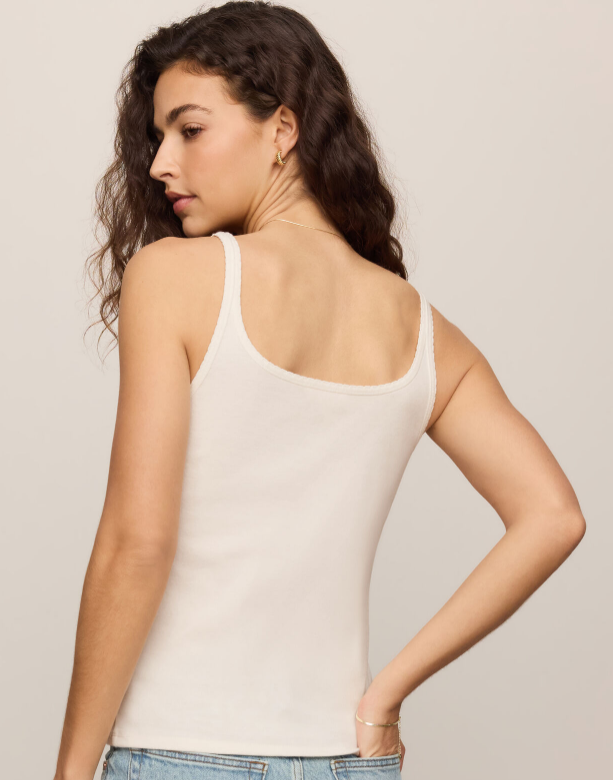 Vale Scalloped Tank- Sandstone