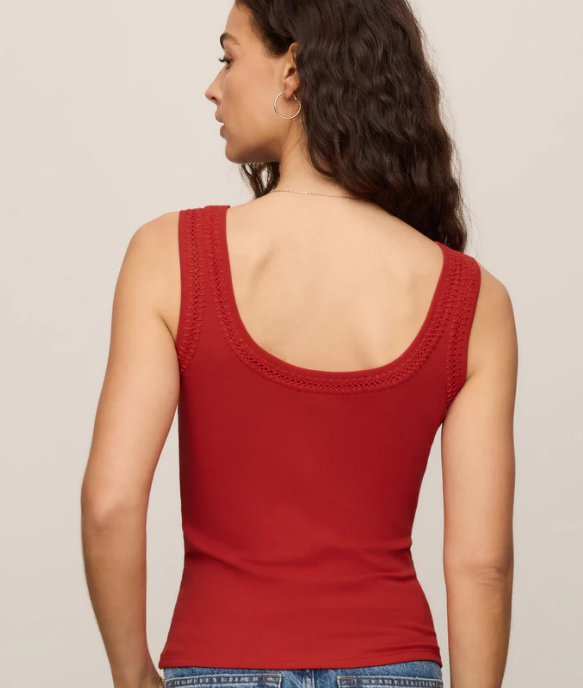 Larkin Embroidered Tank- Chili Pepper