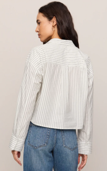 Favorite Striped Button Up Top- White