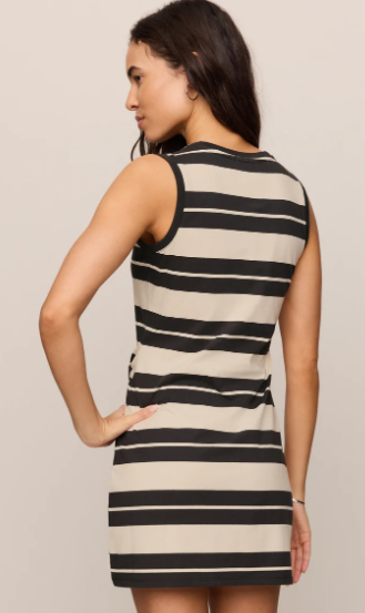 Mattie Striped Mini Dress- Ash Black