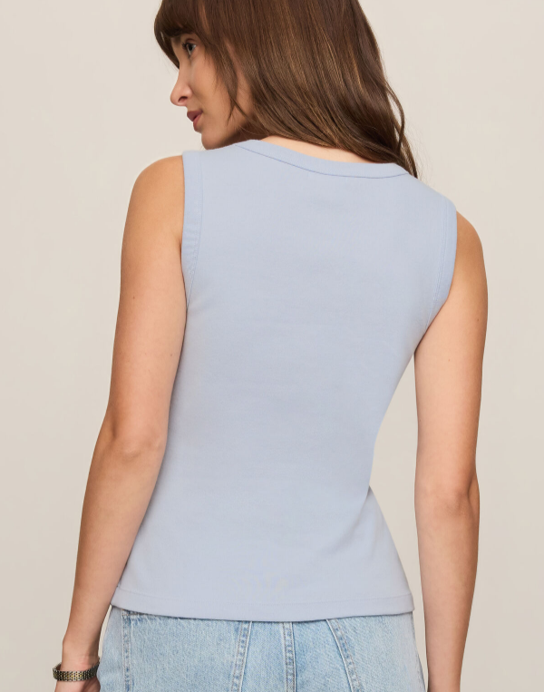 Ellie V Neck Tank- Skyline