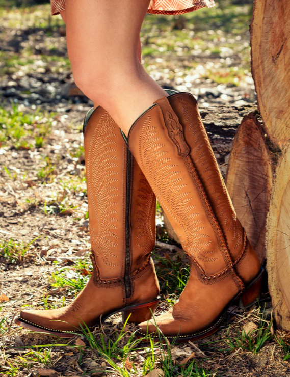 LD Brown Emb. Woven & Metallic Welt Tall Boot