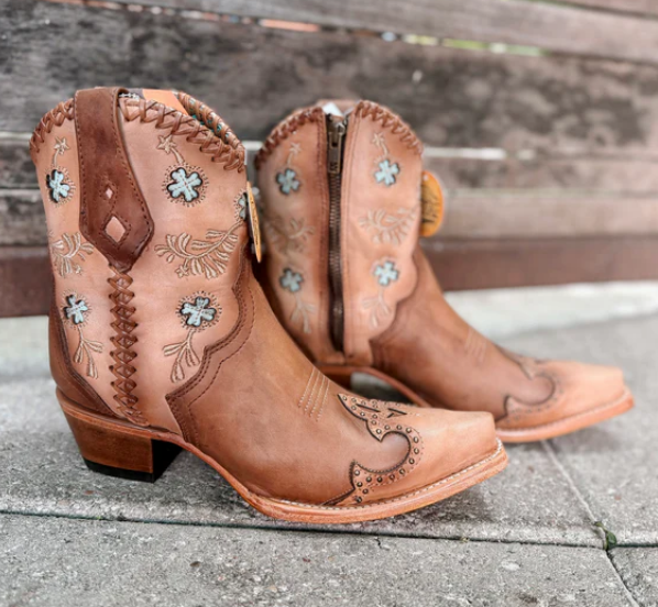 LD Honey Clover Overlay & Emb Studs Handwoven Boot
