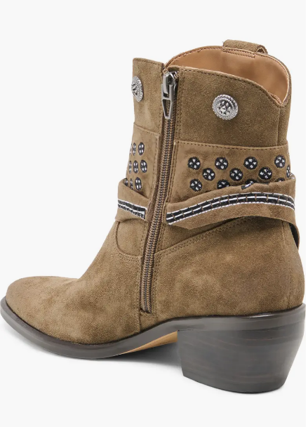 Mekala Suede Bootie- Olive